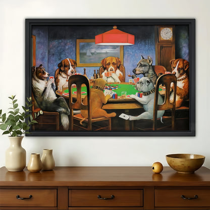 Dogs Playing Poker Canvas Art - Classic Game Room Wall Decor|W1181