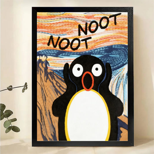 Noot Noot Penguin Scream Poster – Funny Meme Art Print|W1437