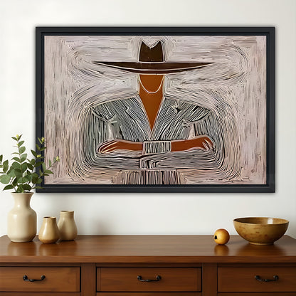 The Zen Abstract Figure – Calm Minimalist Wall Art on Natural Wood Canvas | W599