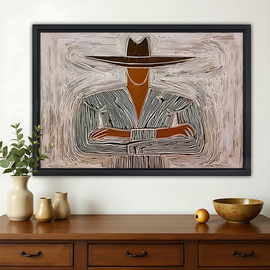 The Zen Abstract Figure – Calm Minimalist Wall Art on Natural Wood Canvas | W599