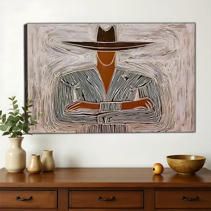 The Zen Abstract Figure – Calm Minimalist Wall Art on Natural Wood Canvas | W599