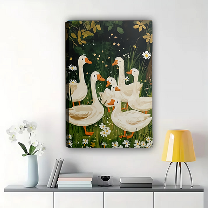 White Ducks Garden Art - Farmhouse Cottage Wall Decor|W1113