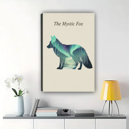 The Mystic Fox - Northern Lights Aurora Fox Wall Art Print| W1027