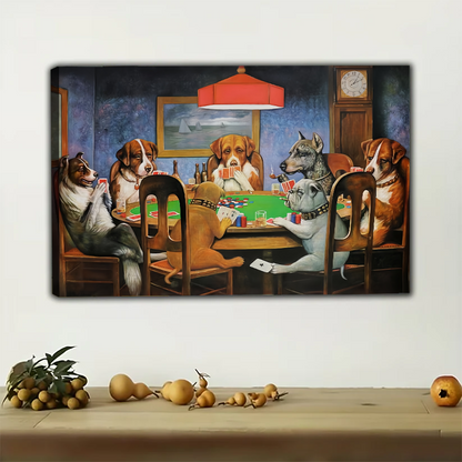 Dogs Playing Poker Canvas Art - Classic Game Room Wall Decor|W1181