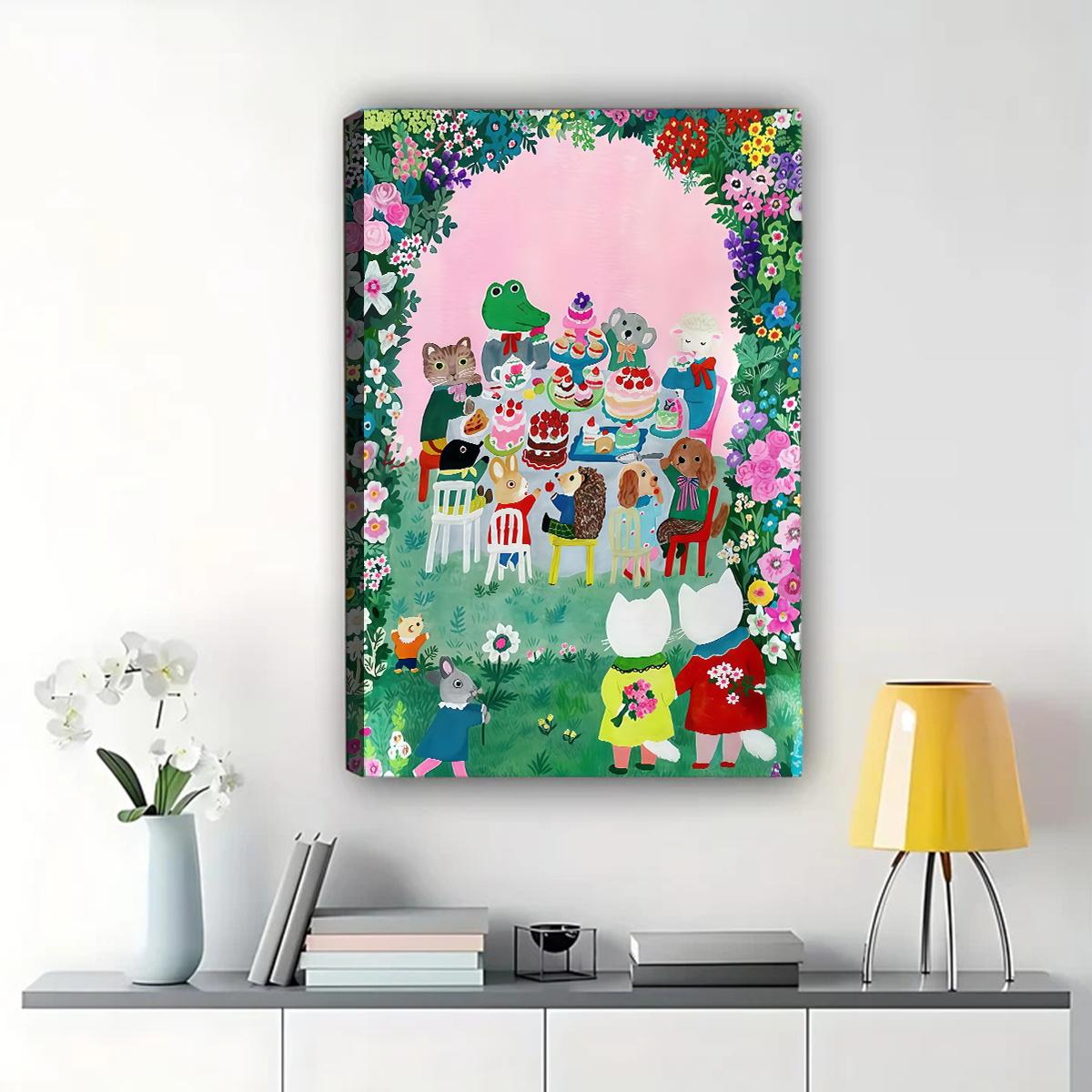 Woodland Creatures Tea Party Print - Enchanted Garden Art|W1080