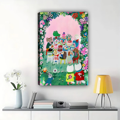 Woodland Creatures Tea Party Print - Enchanted Garden Art|W1080