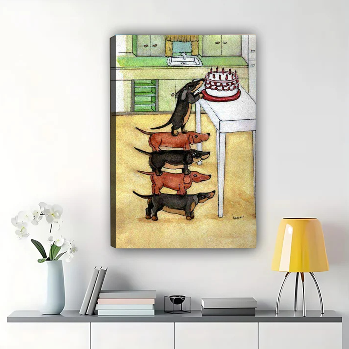 Dachshund Tower Wall Art - Funny Cake Lovers Print|W1273