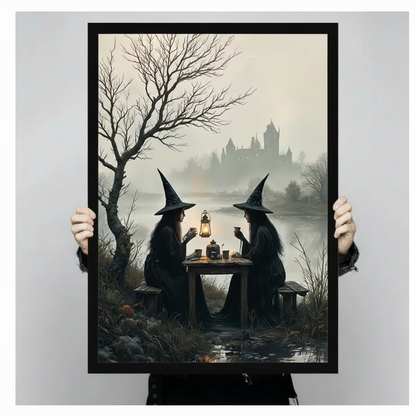 Gothic Witches Tea Party Dark Oil Canvas Art w6618