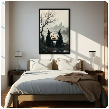 Gothic Witches Tea Party Dark Oil Canvas Art w6618