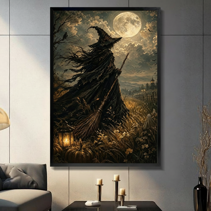Full Moon Witch Field Gothic Canvas Art w4310