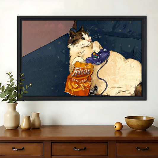 Lake Sunset with Dog on Dock – Rustic Landscape Wall Art on Natural Wood Canvas | W950