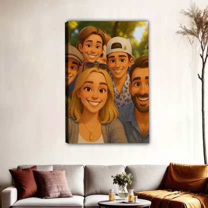 Luxury Custom Cartoon Portrait from Photo - Personalized Comic Style Art for Individuals, Couples & Families - Timeless Hand-Drawn Style Canvas