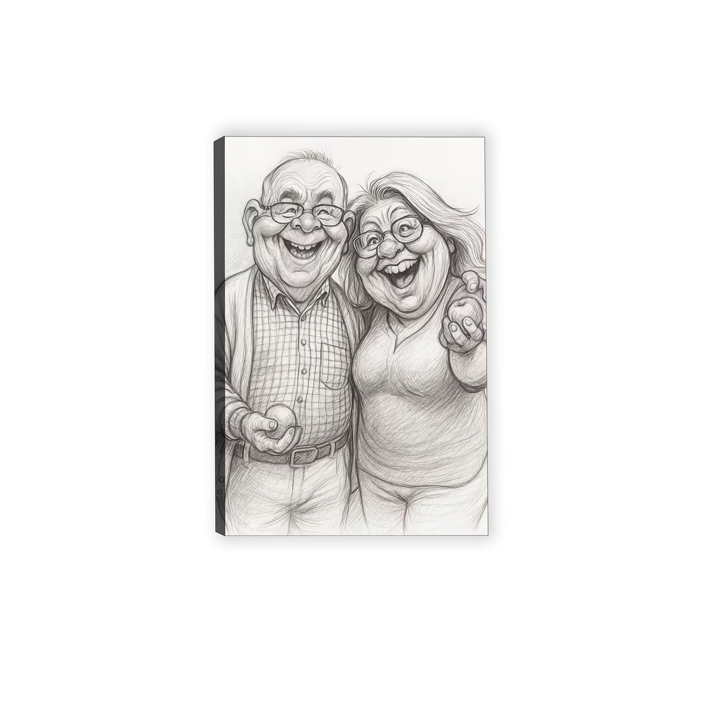 Luxury Custom Black and White Caricature Portrait - Personalized Timeless Gift for Individuals, Couples &amp; Families - Hand-Drawn Style Canvas