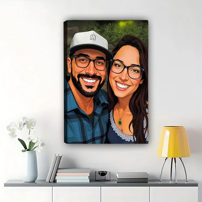Custom Comic Portrait from Photo - Personalized Cartoon Canvas Art