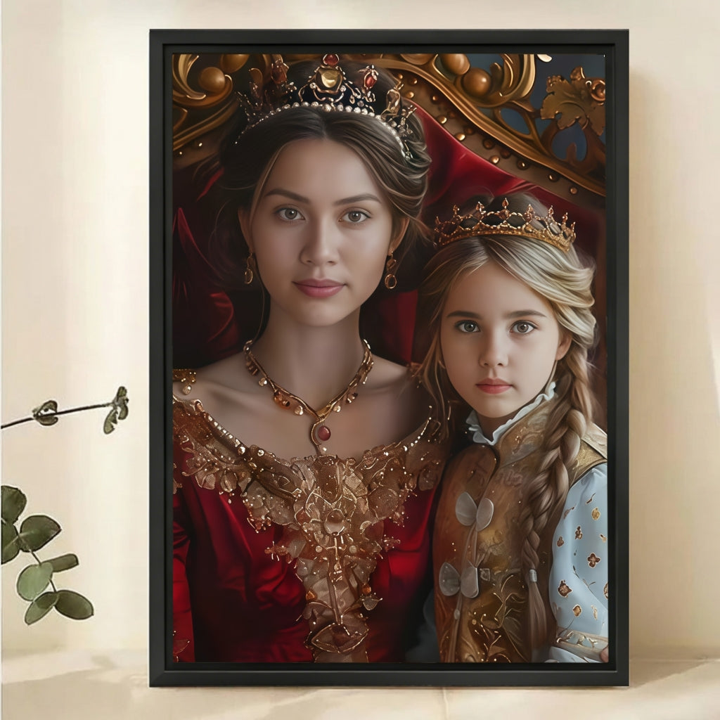 Custom Mother Daughter Portrait - Royal Renaissance Canvas Art