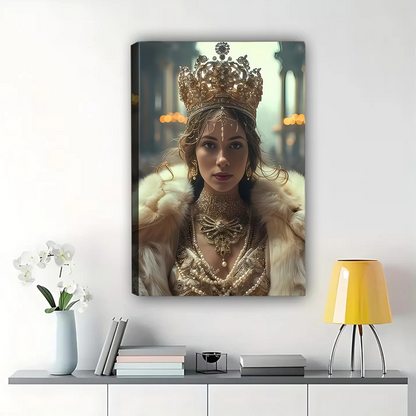 Custom Royal Queen Portrait from Photo - Elegant Canvas Art