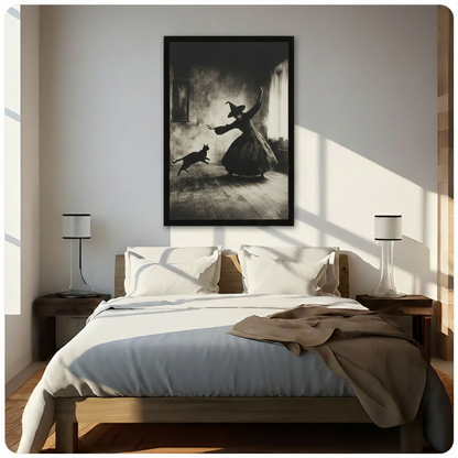 Witch Coffee Minimalist Black White Wall Art w3354