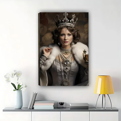 Personalized Royal Queen Portrait from Photo Elegant Canvas Art