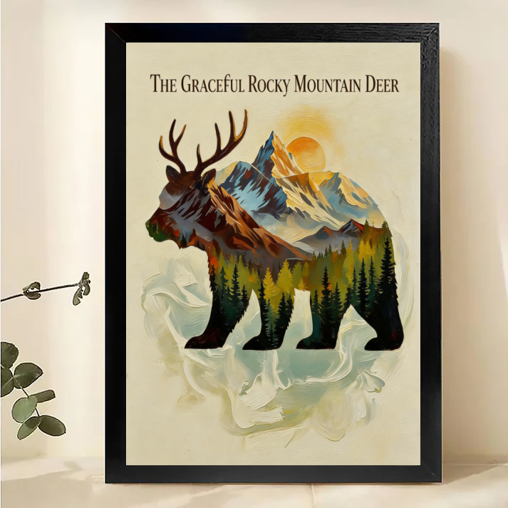 Graceful Rocky Mountain Deer - Bear Mountain Landscape Wall Art | W1026