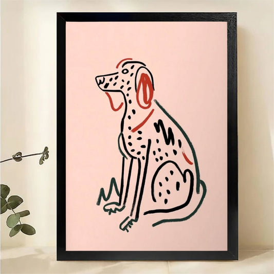 Dalmatian Dog Minimalist Line Art Wall Art - Colorful Sketch Canvas Print|W1449