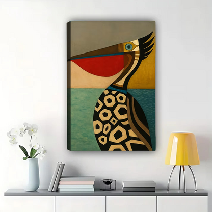 Abstract Pelican Art - Modern Geometric Bird Wall Decor|W1112