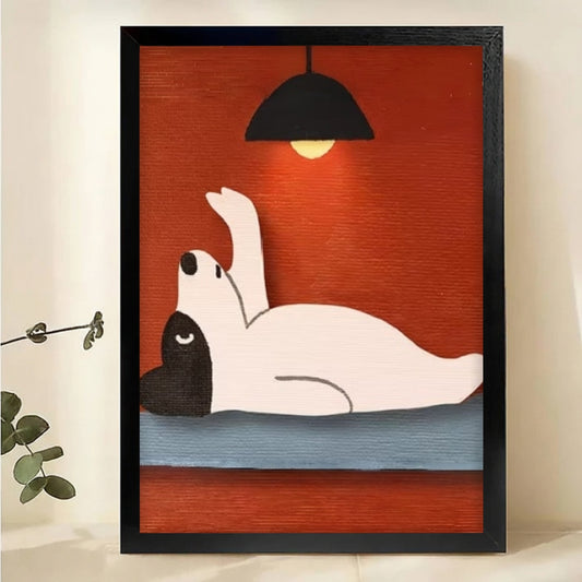 Relaxing Cat Wall Art - Minimalist White Cat Canvas Print|W1129