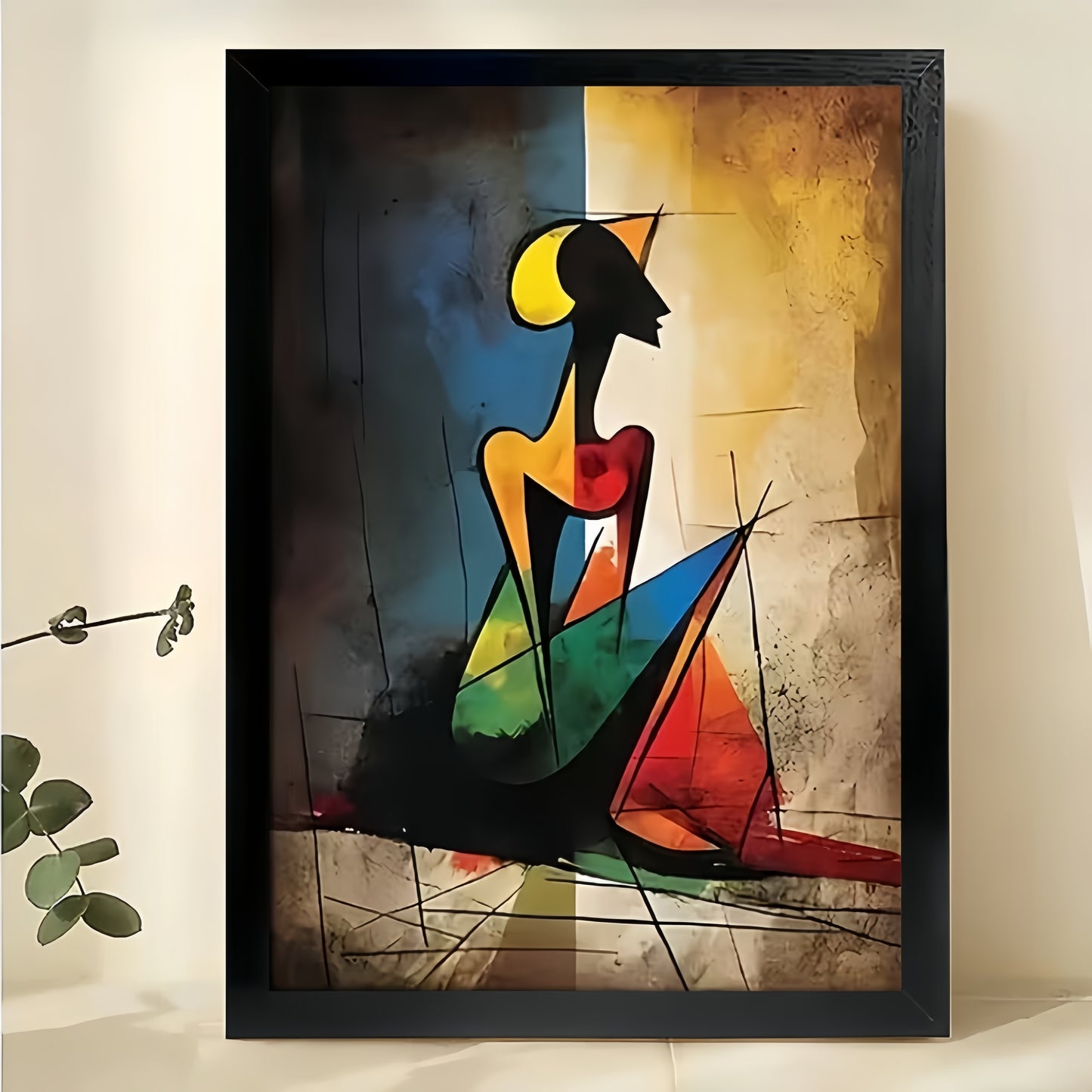The Abstract Geometric Figure – Modern Artistic Wall Art on Natural Wood Canvas | W619