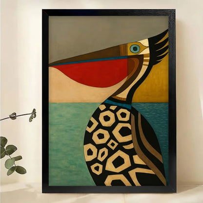 Abstract Pelican Art - Modern Geometric Bird Wall Decor|W1112