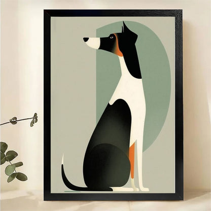 Elegant Hound Dog Portrait Wall Art - Mid-Century Modern Minimalist Canvas Print|W1399