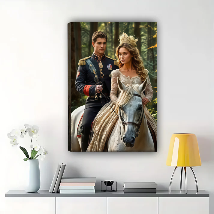 Custom Royal Knight Portrait from Photo – Personalized Medieval Canvas Wall Art