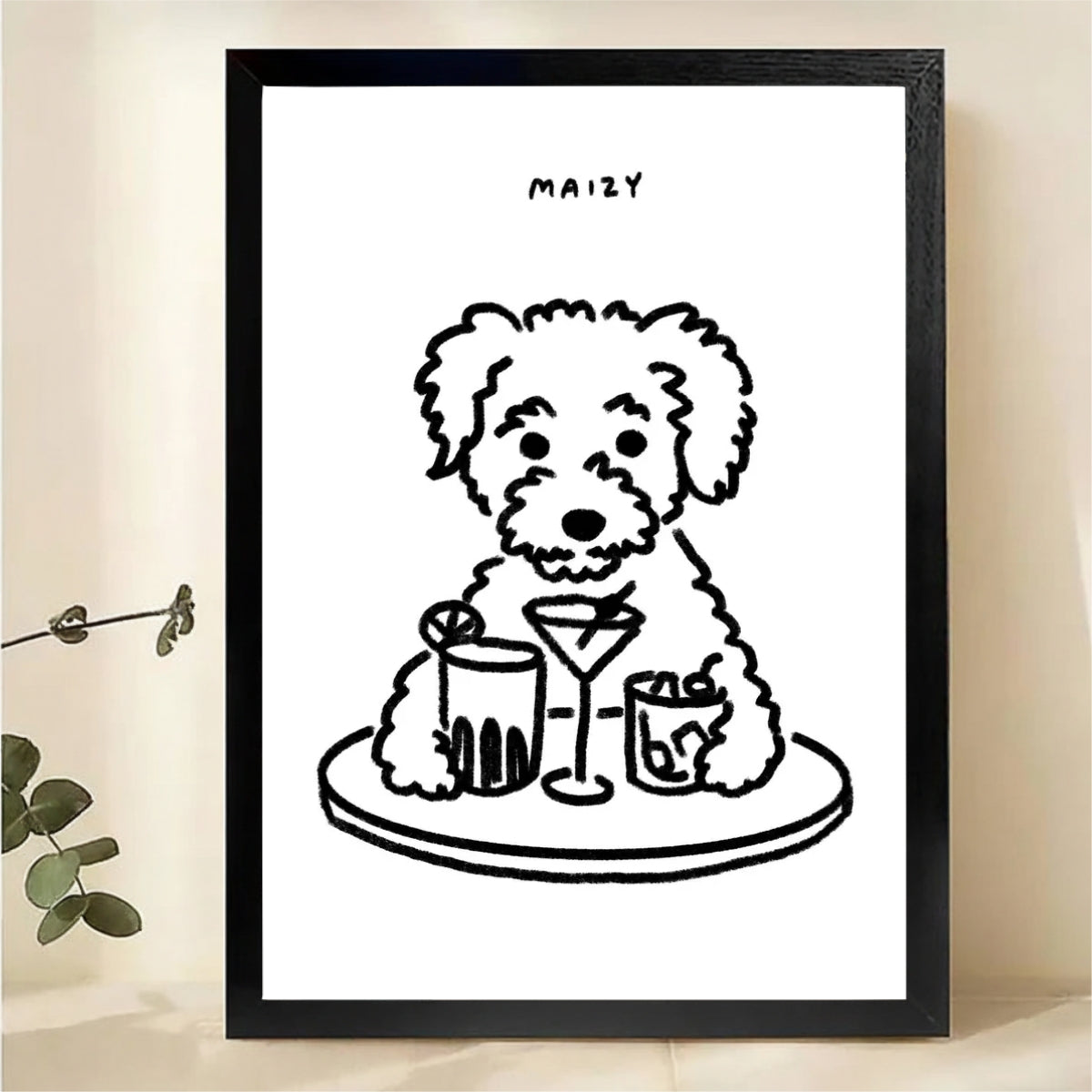 Maizy the Dog Art Print – Funny Cocktail Dog Poster|W1441