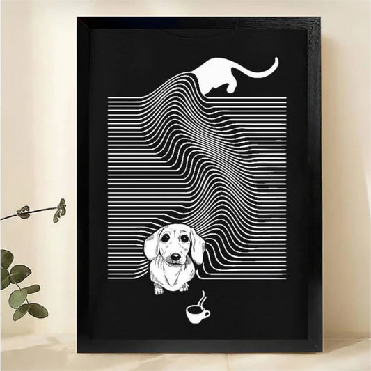 Dachshund Coffee Wave Art - Modern Graphic Print|W1300