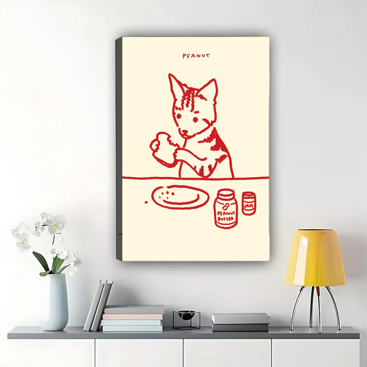 Peanut the Cat Art Print – Funny Minimalist Cat Poster|W1439