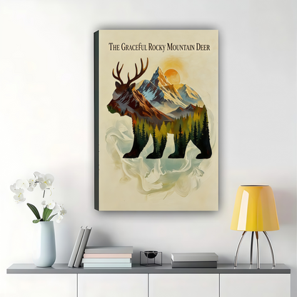 Graceful Rocky Mountain Deer - Bear Mountain Landscape Wall Art | W1026