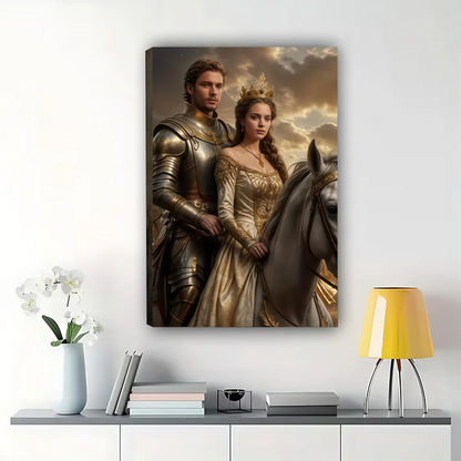 Custom Royal Knight Portrait from Photo – Personalized Medieval Canvas Wall Art