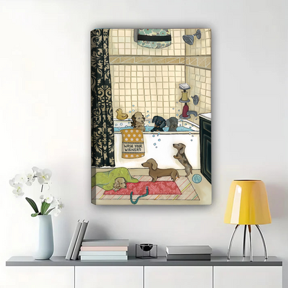 Dachshunds Bathroom Wall Art - Funny Wash Your Wieners Print|W1307