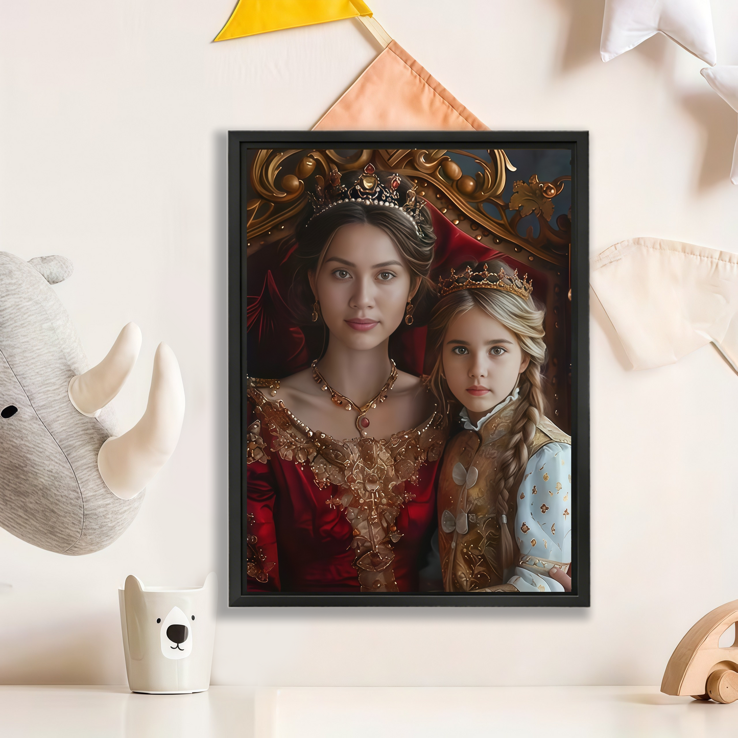 Custom Mother Daughter Portrait - Royal Renaissance Canvas Wall Art