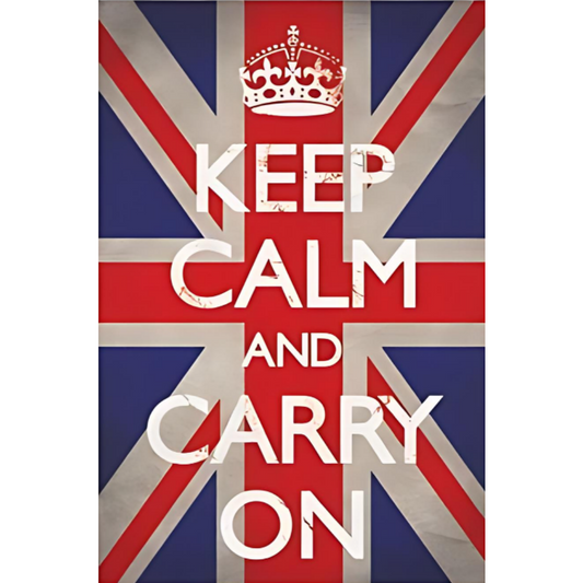 8x12 Keep Calm and Carry On Metal Sign – Vintage Wall Art with Flag & Freedom | Tin & Time Co.#6003