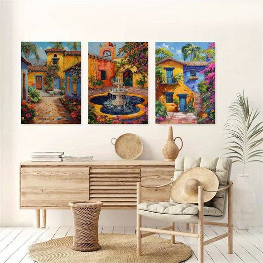 12x16 Mountain Sunset Canvas Wall Art – 3-Piece Set for Bedroom or Living Room | Tin & Time #ZF1001