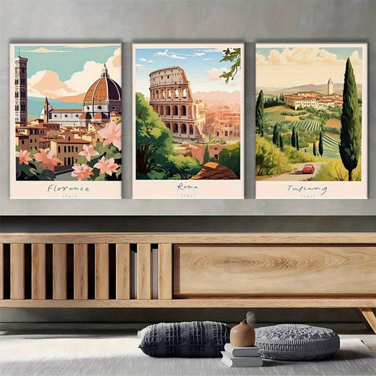 12x16 Mountain Sunset Canvas Wall Art – 3-Piece Set for Bedroom or Living Room | Tin & Time #ZF1004