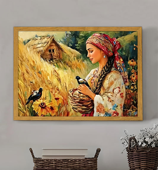 W140  Natural Wood Canvas – High-Quality Abstract Art | Perfect for Living Room & Office