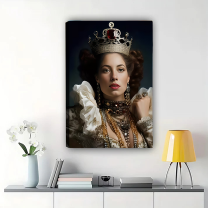 Custom Royal Queen Portrait from Photo - Elegant Canvas Art