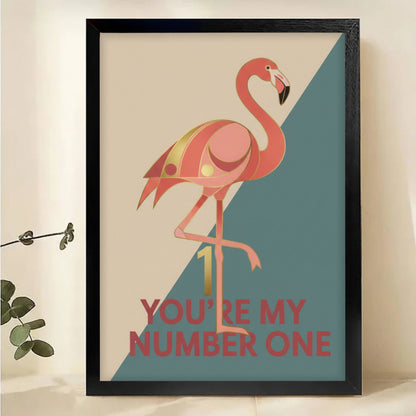 You're My Number One Flamingo Art Print - Geometric Wall Decor |W1114