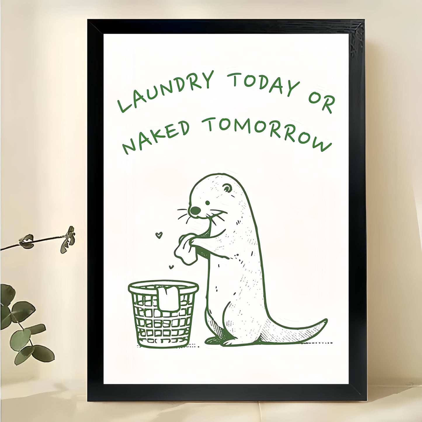 Laundry Today Seal – Funny Laundry Room Quote Wall Art on Natural Wood Canvas | W2051