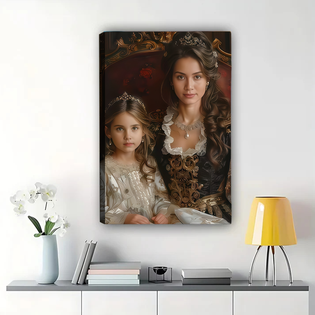 Custom Mother Daughter Portrait - Royal Renaissance Canvas Art