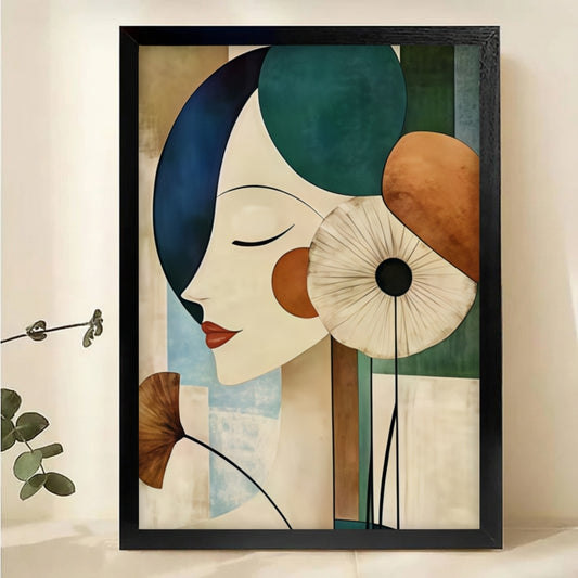 Art Nouveau Woman with Flowers Canvas Print - Modern Abstract Wall Art|W1120