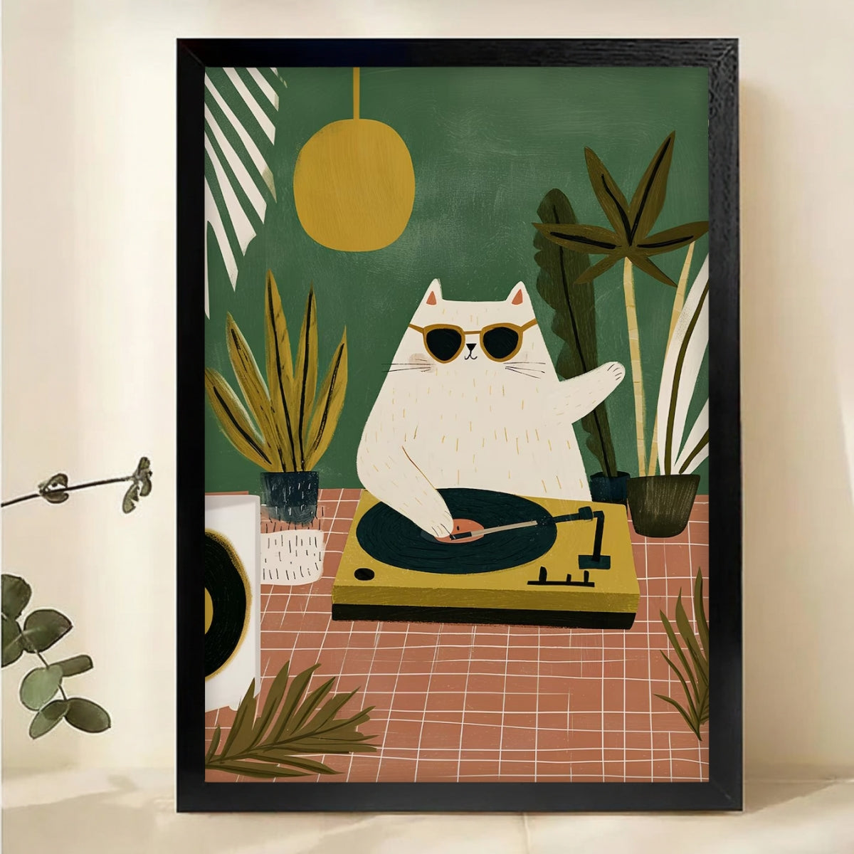 Cool Cat DJ Wall Art - Retro Music Canvas Print|W1136