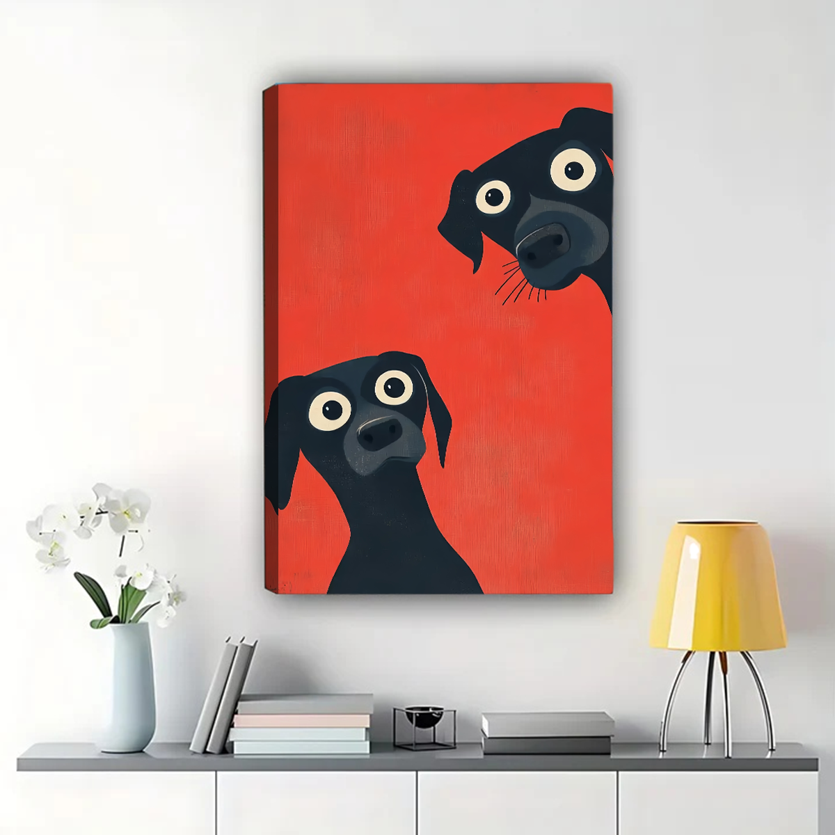 Black Pugs Wall Art - Modern Pop Art Print|W1309