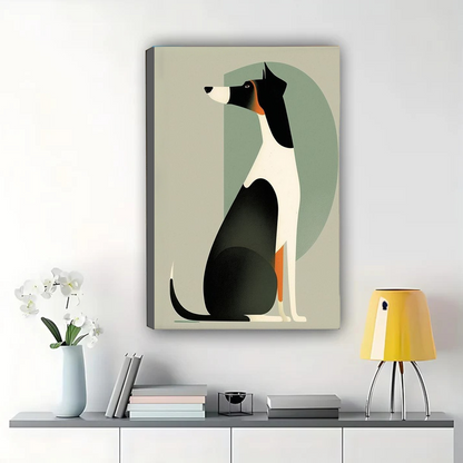 Elegant Hound Dog Portrait Wall Art - Mid-Century Modern Minimalist Canvas Print|W1399