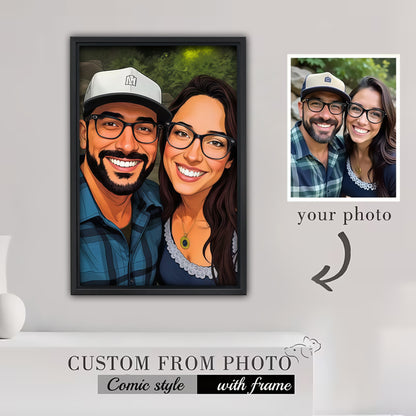Luxury Custom Portrait from Photo - Personalized Comic & Cartoon Style Wall Art for Individuals, Couples & Families - Timeless Keepsake on Canvas